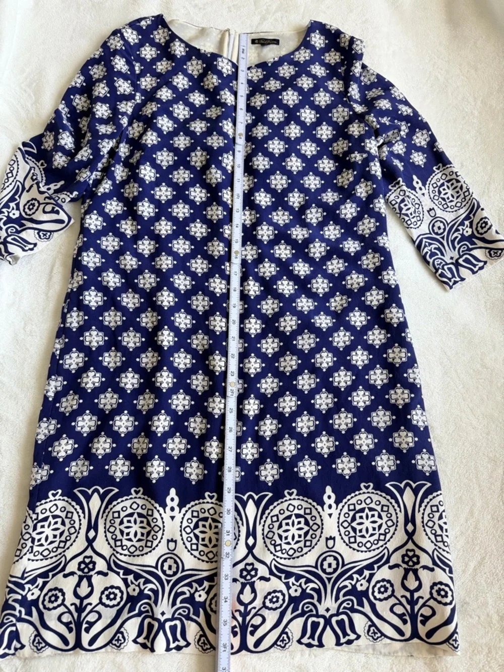 Brooks Brothers 100% Silk Navy & White Printed Midi Dress - Picture 5 of 10